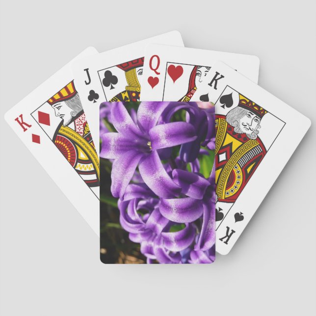 Blue Hyacinth II Spring Floral Poker Cards (Back)