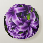 Blue Hyacinth II Spring Floral Round Pillow