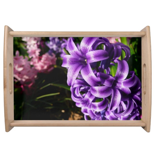 Blue Hyacinth II Spring Floral Serving Tray (Front)