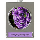 Blue Hyacinth II Spring Floral Silver Plated Banner Ornament