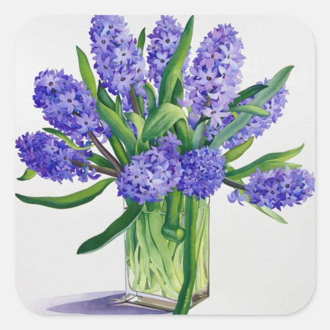 Blue Hyacinths Square Sticker (Front)