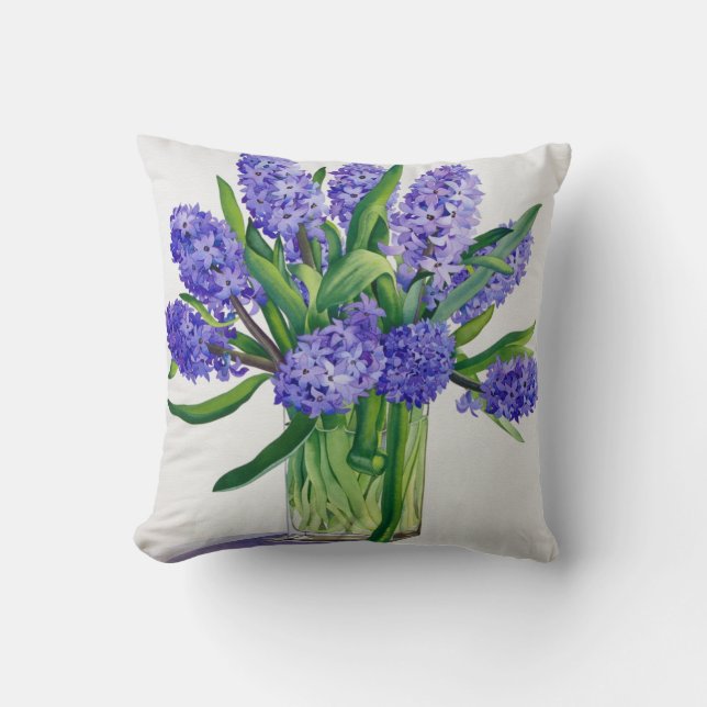 Blue Hyacinths Throw Pillow (Front)