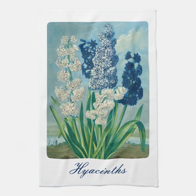 Blue Hyacinths Vintage Botanical Art  Kitchen Towel (Vertical)