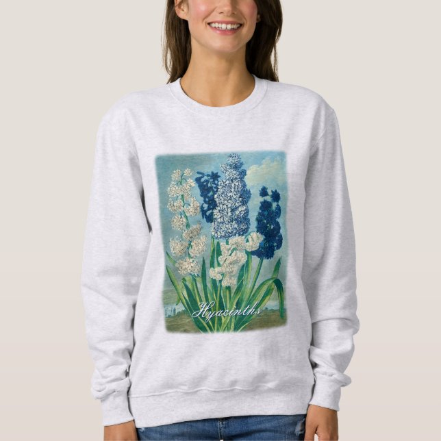 Blue Hyacinths Vintage Botanical Art  Sweatshirt (Front)