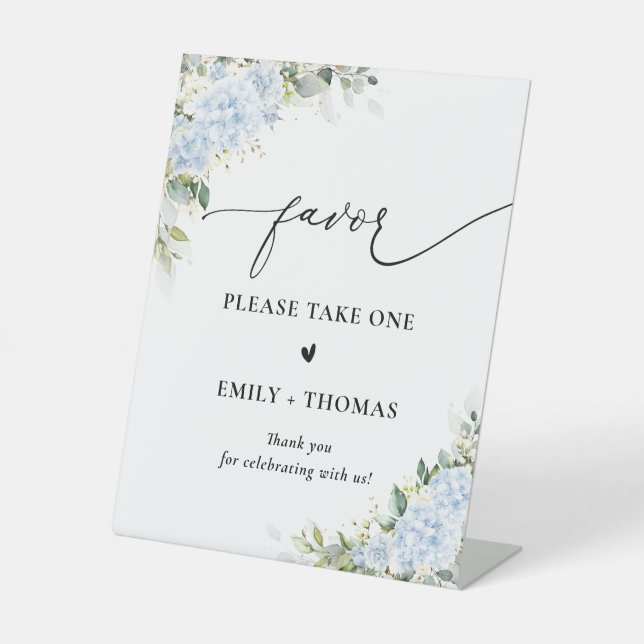 Blue Hydrange Floral Bridal Shower  Favor Sign (Front)