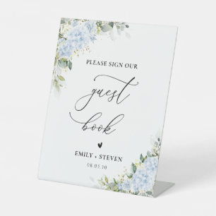 Blue Hydrange Floral Bridal Shower Guest Book Sign