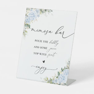 Blue Hydrange Floral Bridal Shower Mimosa Bar Sign