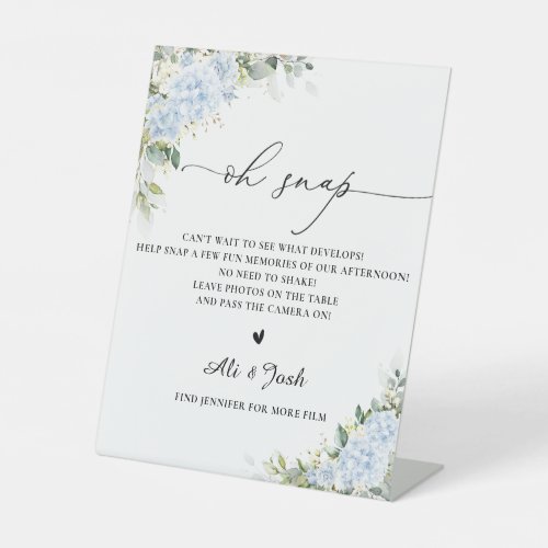 Blue Hydrange Floral Bridal Shower Oh Snap Sign