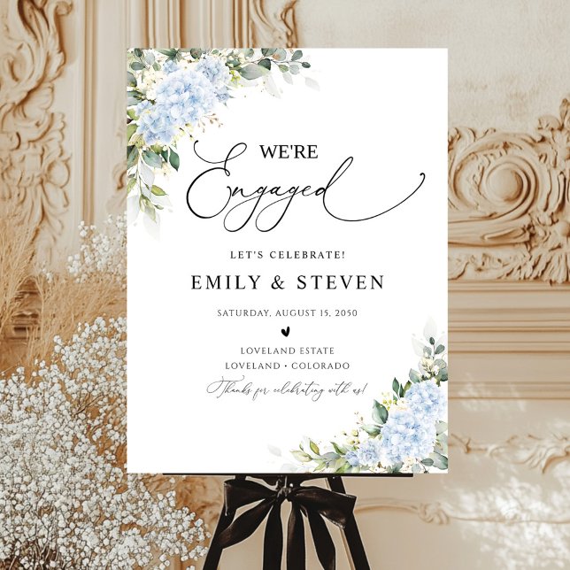 Blue Hydrange Floral Engagement Party Foam Boards (Creator Uploaded)