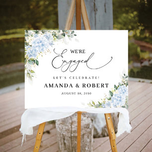 Blue Hydrange Floral Engagement Party Foam Boards