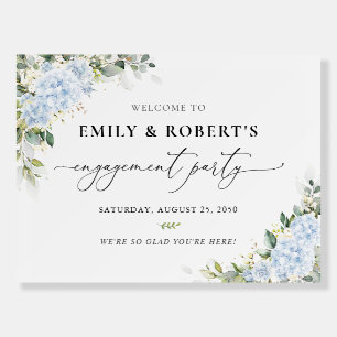 Blue Hydrange Floral Engagement Party Foam Boards