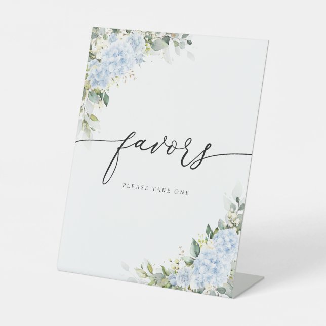 Blue Hydrange Floral Favors Sign (Front)
