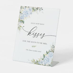 Blue Hydrange Floral How Many Kisses Sign