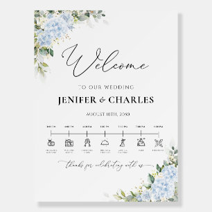 Blue Hydrange Floral Wedding Day Icons Timeline Foam Board