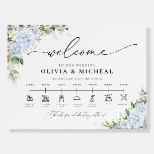 Blue Hydrange Floral Wedding Day Icons Timeline Foam Board
