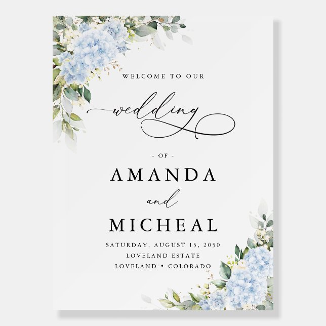 Blue Hydrange Floral Wedding Foam Boards (Front)