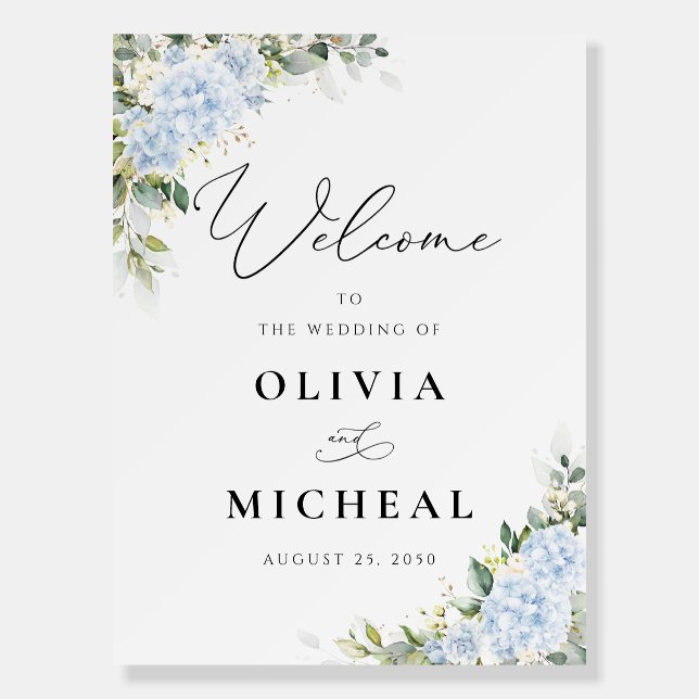 Blue Hydrange Floral Wedding Foam Boards (Front)