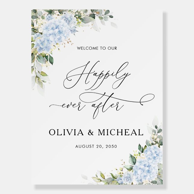 Blue Hydrange Floral Wedding Foam Boards (Front)