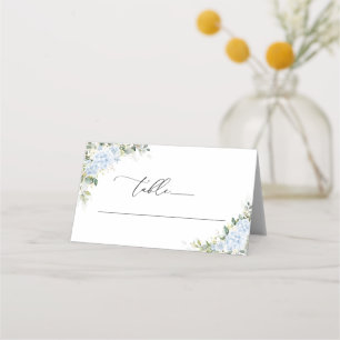 Blue Hydrange Floral Wedding Folded Place Cards