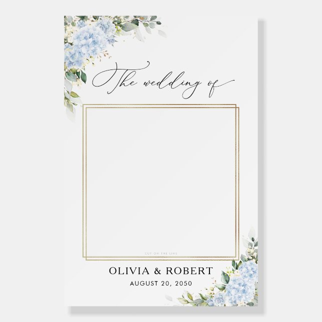 Blue Hydrange Floral Wedding Photo Prop Foam  Board (Front)