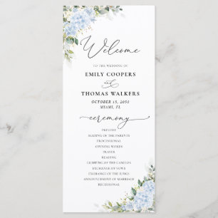Blue Hydrange Floral Wedding Program