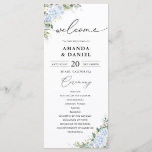 Blue Hydrange Floral Wedding Program