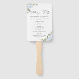 Blue Hydrange Floral Wedding Program Hand Fan