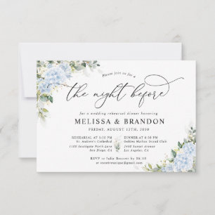 Blue Hydrange Floral Wedding Rehearsal Dinner  RSVP Card