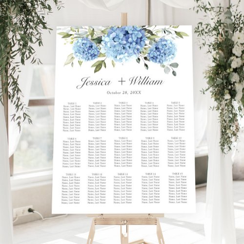 Blue Hydrangea 15 Tables SEATING CHART Foam Board