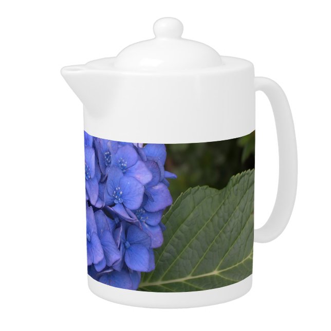 Blue Hydrangea 44 oz. Porcelain Teapot (Right)