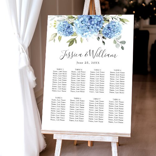 Blue Hydrangea 8 Tables SEATING CHART Foam Board