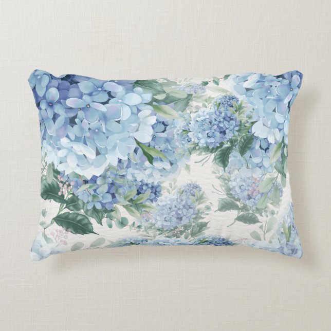 Blue Hydrangea Accent Pillow (Front)
