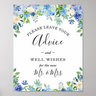 Blue Hydrangea Advice and Well Wishes Sign