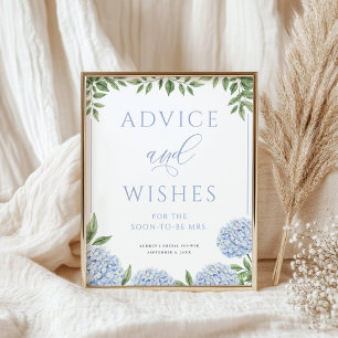 Blue Hydrangea Advice and Wishes Display Poster