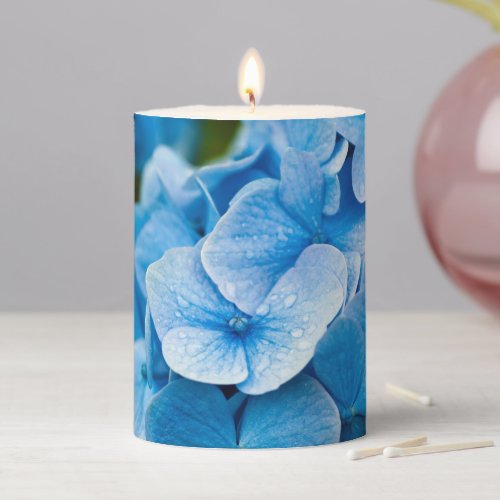 Blue Hydrangea after the Rain Pillar Candle