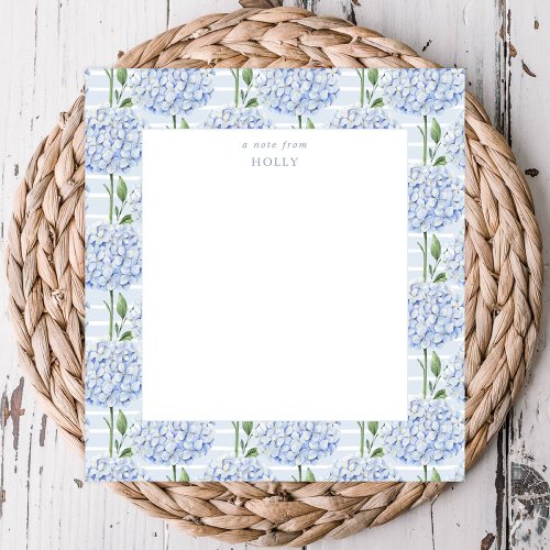 Blue Hydrangea All Over Bloom Personalized Notepad