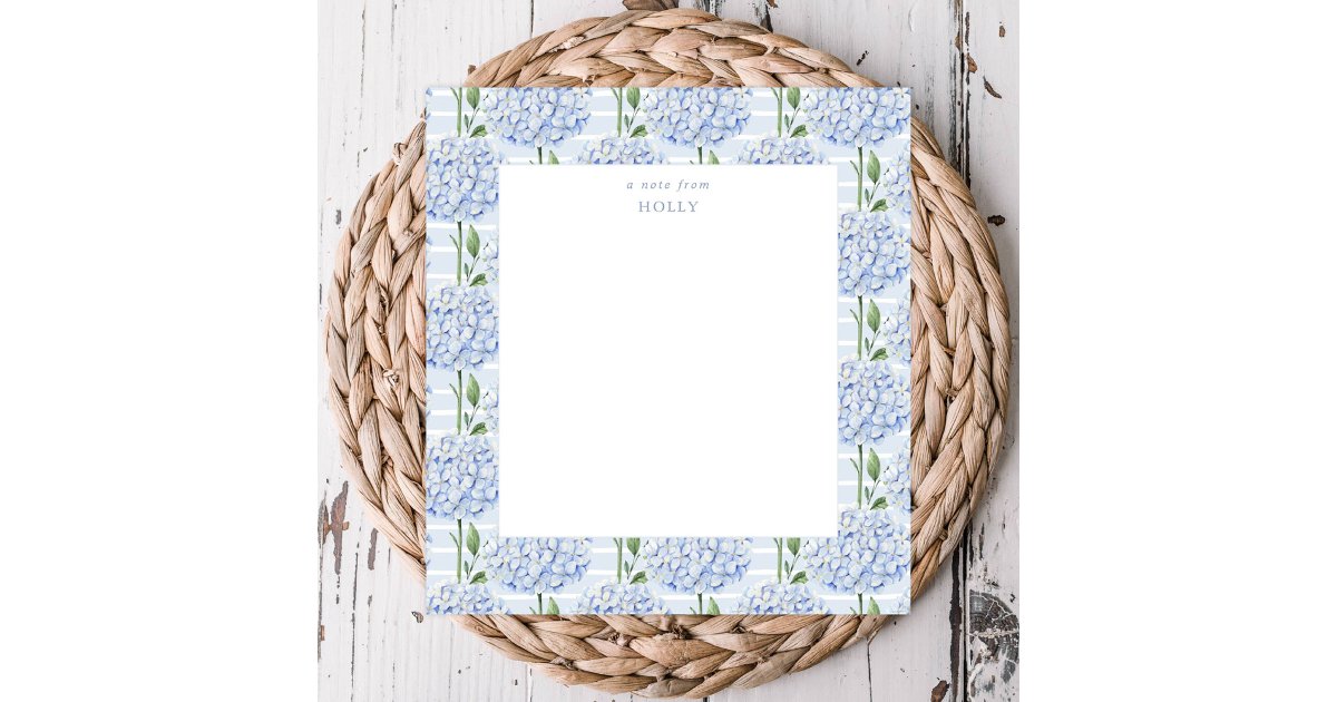 Blue Hydrangea All Over Bloom Personalized Notepad | Zazzle