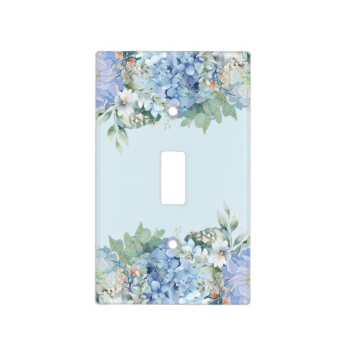 Blue Hydrangea and Floral  Light Switch Cover