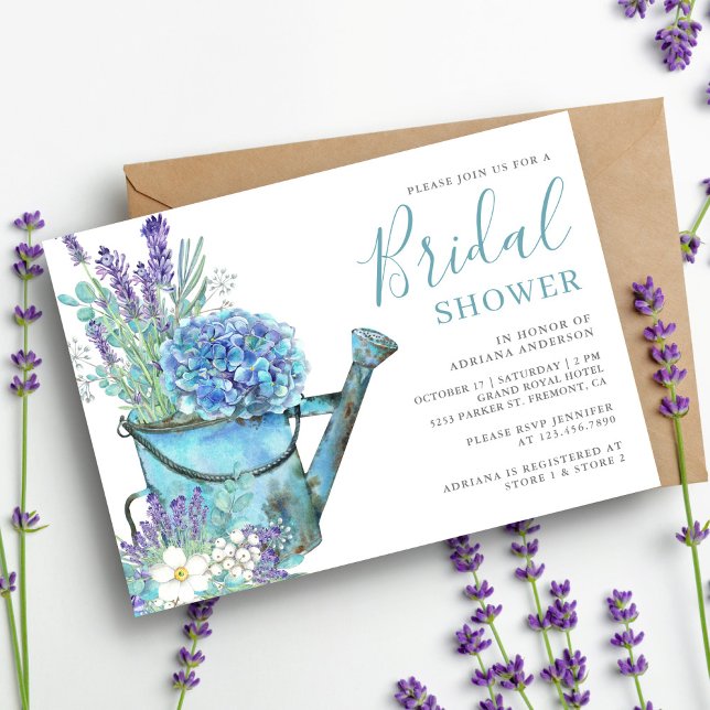 Blue Hydrangea and Lavender Floral Bridal Shower Invitation (Creator Uploaded)