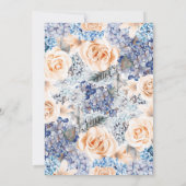 Blue Hydrangea and Peach Flowers - Floral Wedding Invitation (Back)