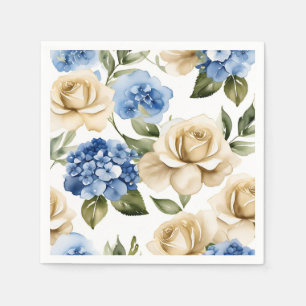 Blue Hydrangea And Roses Napkins