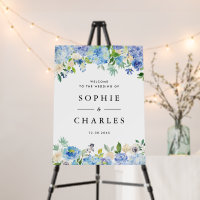 Blue Hydrangea and White Anemone Wedding Welcome