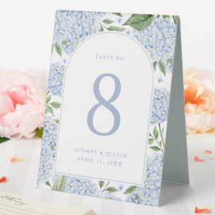 Blue Hydrangea Arch Border Table Number Plastic Tent