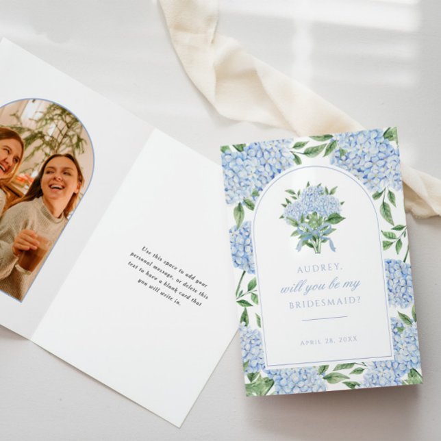 Blue Hydrangea Arch Proposal Card, Photo Inside Thank You Card (Creator Uploaded)