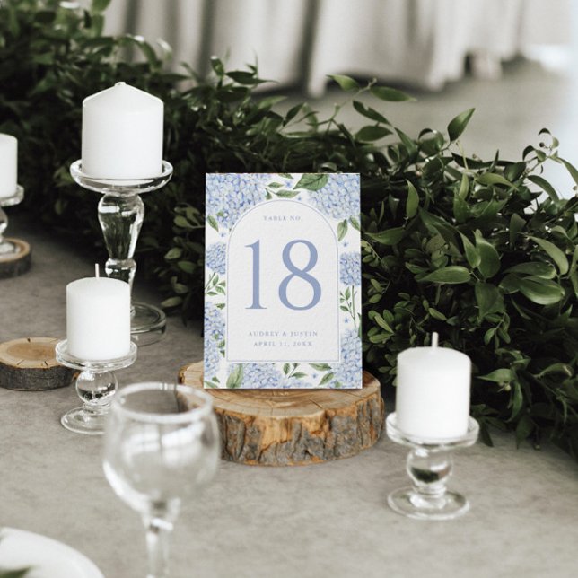 Blue Hydrangea Arch Table Number Cards (Creator Uploaded)