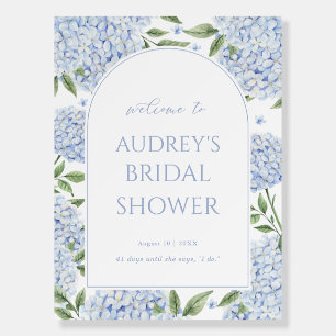 Blue Hydrangea Arch Welcome Sign, Flower Border Foam Board