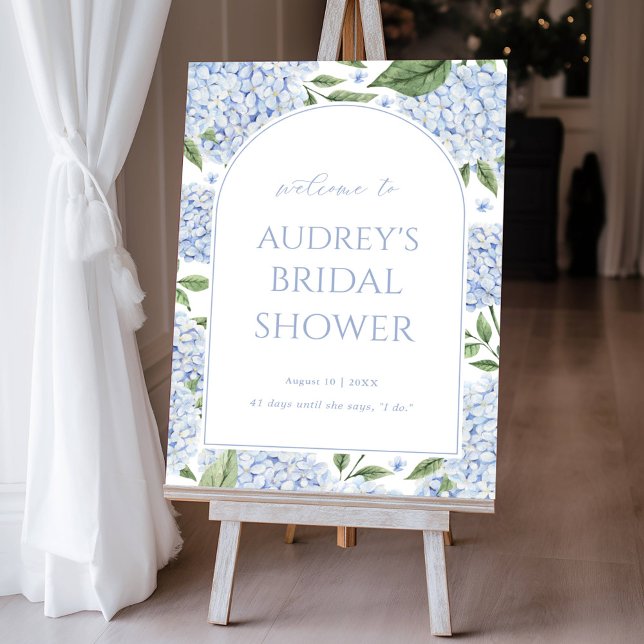 Blue Hydrangea Arched Welcome Sign, Flower Border Foam Board (Creator Uploaded)