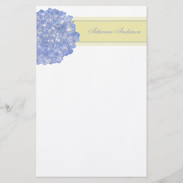 Blue Hydrangea Art Stationary Stationery (Front)