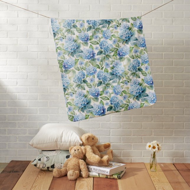 Blue Hydrangea Baby Blanket (In Situ)