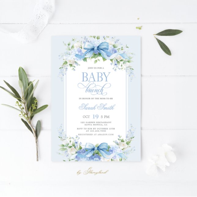 Blue Hydrangea Baby Brunch Invitation (Creator Uploaded)